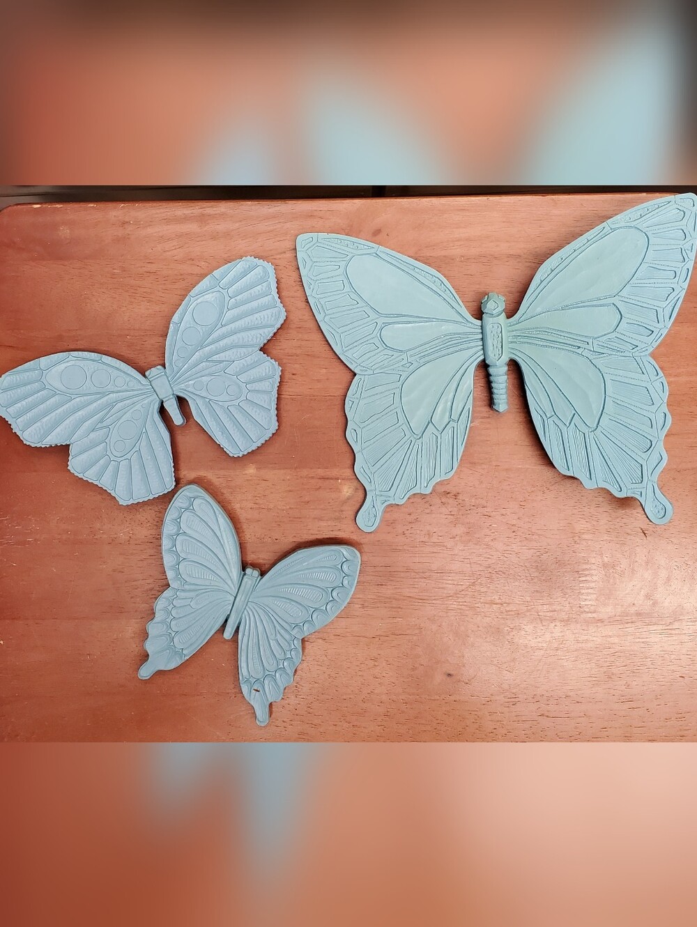 Vintage Syroco 3 Pc Wall Hang Plaque Butterfly Set